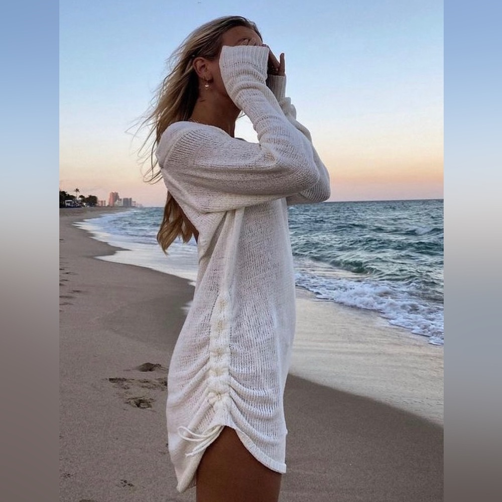 Knit Low Back Long Sleeve Dress